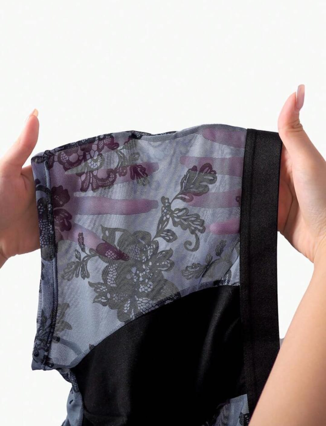 Men’s Transparent Floral Mesh Boxer Brief – Black